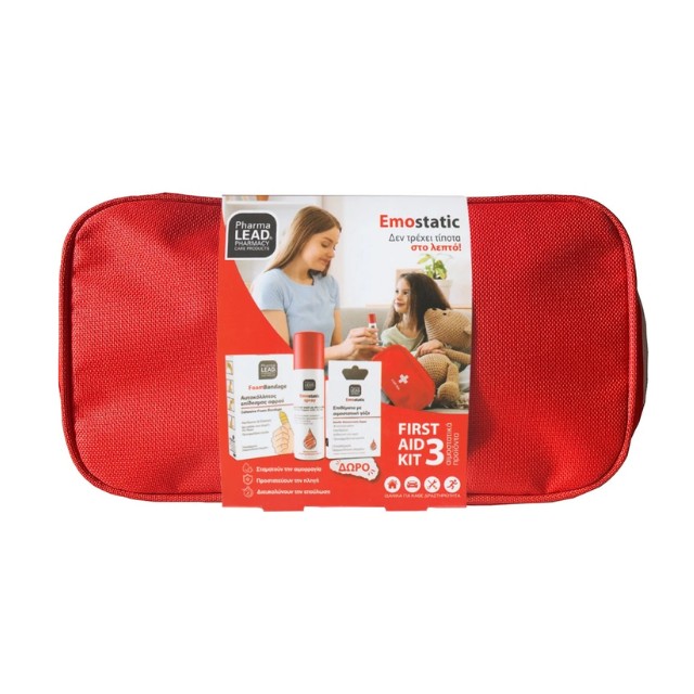 Pharmalead Emostatic First Aid 3 Πακέτο με Αιμοστατικό Σπρέι 60ml & Αυτοκόλλητο Επίδεσμο & Αποστειρωμμένα Επιθέματα