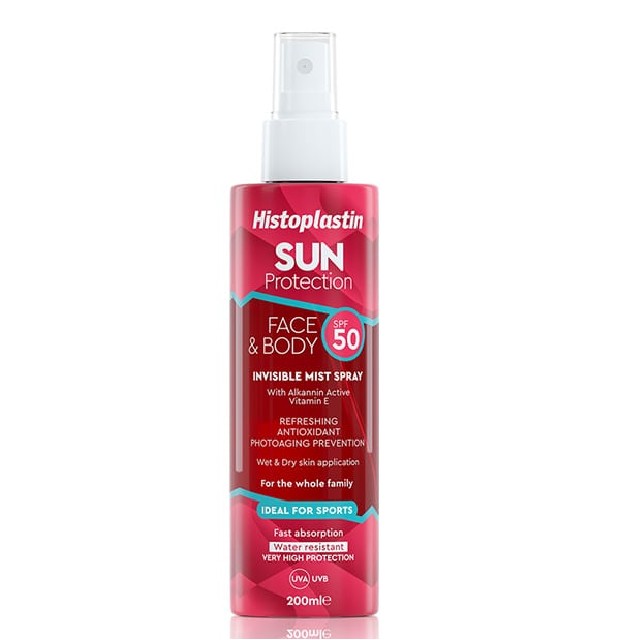 HEREMCO Histoplastin Sun Protection Face & Body SPF50 Invisible Mist Spray Διάφανο Αντηλιακό Προσώπου & Σώματος, 200ml