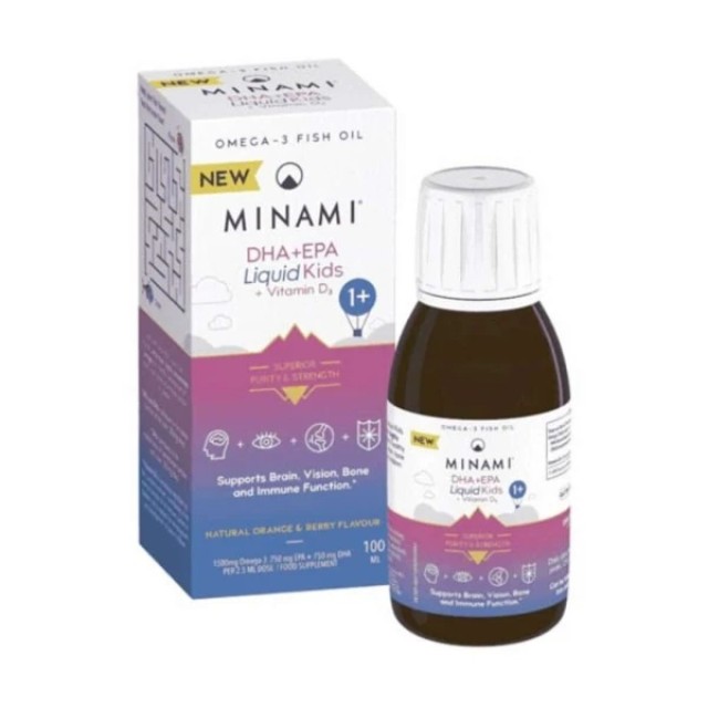 Minami Omega-3 Fish Oil EPA+DHA Liquid Kids+Vitamin D3, 100 ml