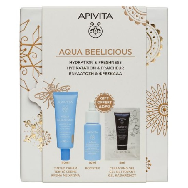 Apivita Πακέτο Aqua Beelicious Tinted Cream SPF30 40ml & Δώρο Booster 10ml + Black Detox Cleansing Gel 5ml