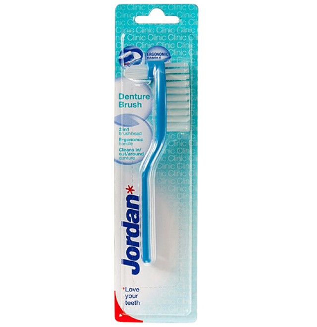 JORDAN Denture Brush Οδοντόβουρτσα για Τεχνητές Οδοντοστοιχίες Μπλε, Ergonomic Handle, 1τμχ.