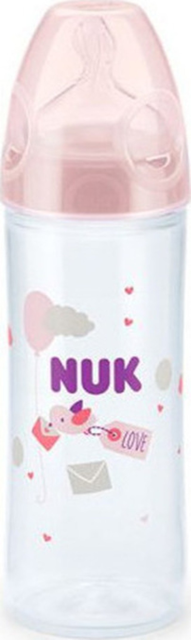 NUK Μπιμπερό Πλαστικό 6-18m New Classic Mε Θηλή Σιλικόνης Ροζ Πουλάκι (10.741.625), 250ml