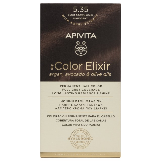 Apivita My Color Elixir Νο 5.35 Βαφή Μαλλιών Μόνιμη Καστανό Ανοιχτό Μελί Μαονί