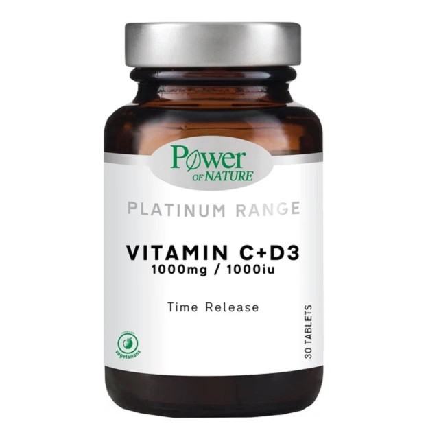 Power of Nature Platinum Range Vitamin C+D3 1000mg/1000iu Συμπλήρωμα Διατροφής Βιταμίνη C & D3, 30 Ταμπλέτες