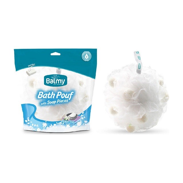 Vican Balmy Bath Pouf White Soap Σφουγγάρι Με Πέρλες Και Άρωμα Άσπρου Σαπουνιού, 1τμχ