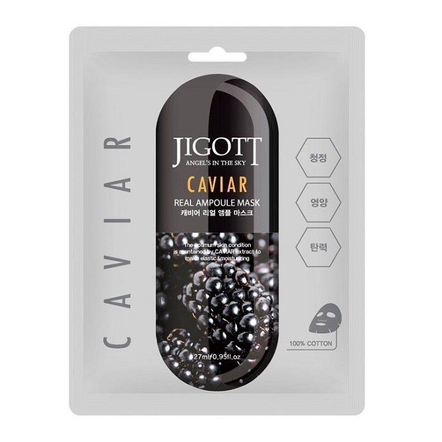 Jigott Caviar Real Ampoule Mask Μάσκα Προσώπου Για Ενυδάτωση, 27ml