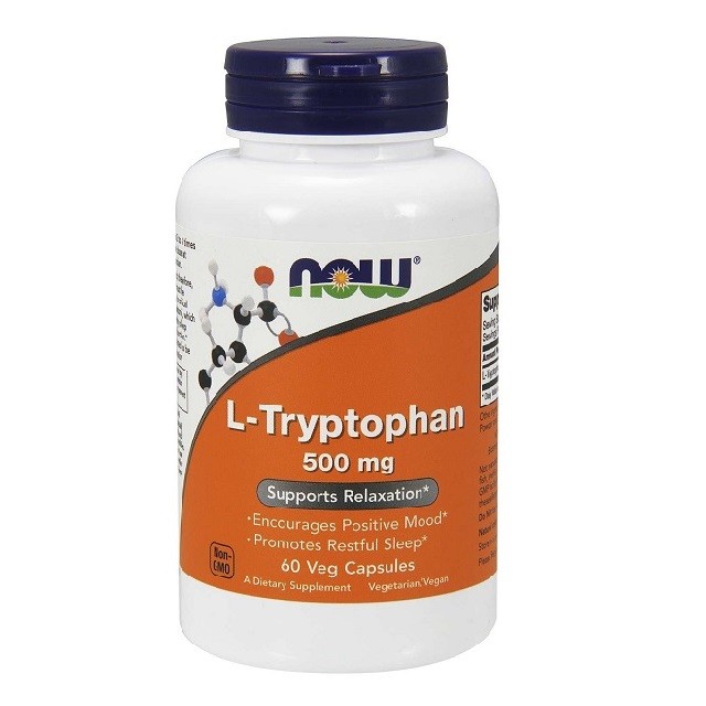 Now Foods L-Tryptophan 500mg Συμπλήρωμα Διατροφής Που Ρυθμίζει Την Σεροτονίνη & Βελτιώνει Την Καλή Διάθεση, 60veg.caps