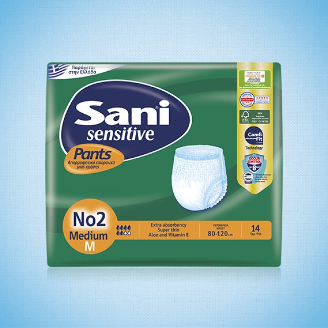 Sani Sensitive Pants Medium Ελαστικό Εσώρουχο Ακράτειας No.2, 14 τεμάχια