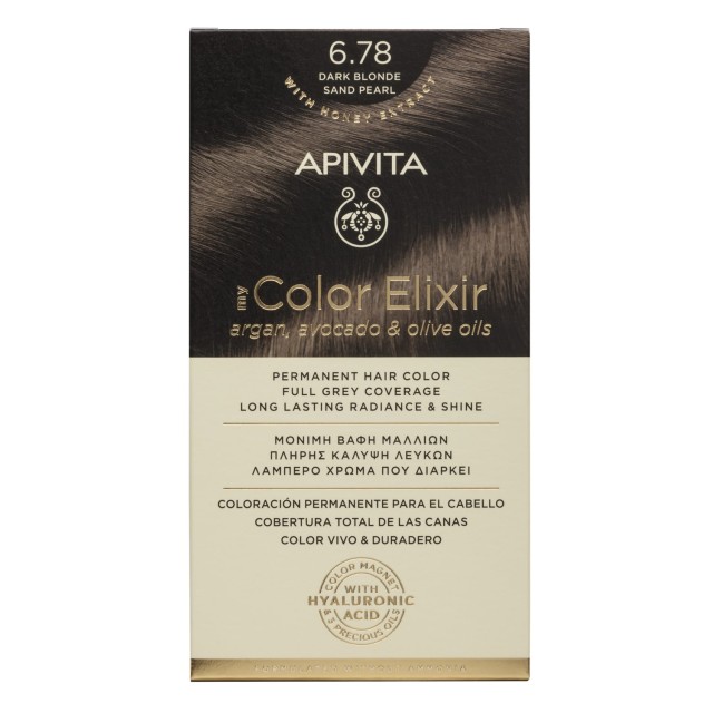 Apivita My Color Elixir  Νο 6.78 Βαφή Μαλλιών Μόνιμη Ξανθό Σκούρο Μπεζ Περλέ