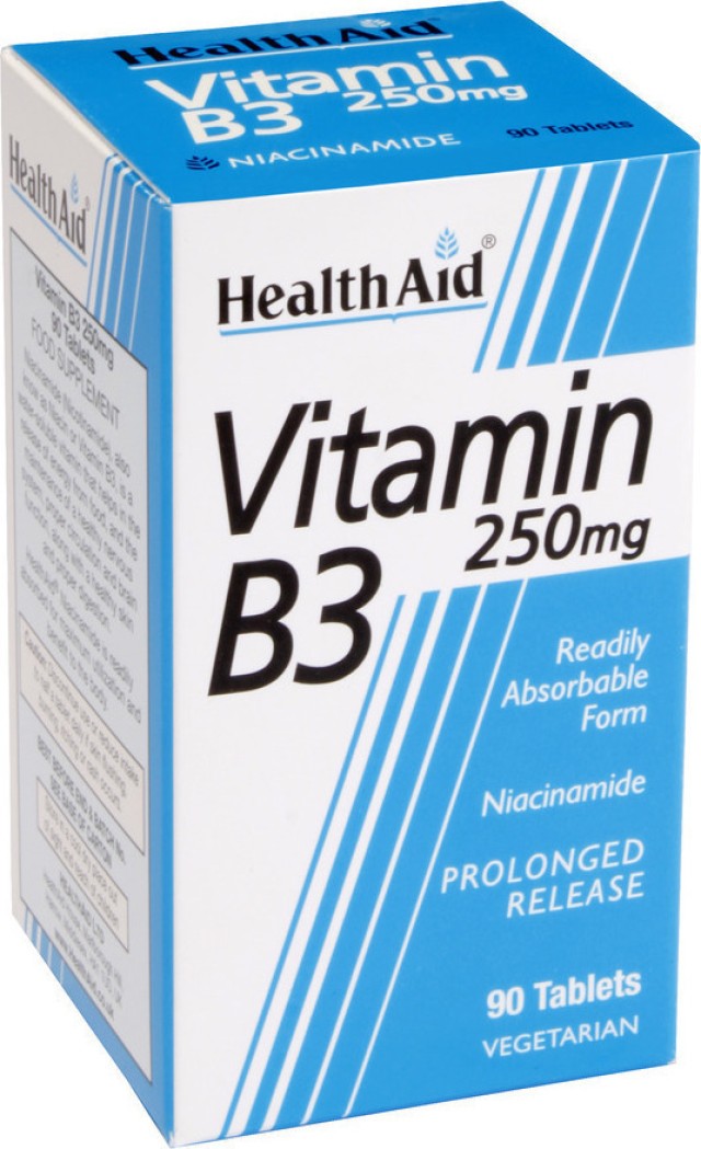 HEALTH AID Vitamin B3 250mg, Συμπλήρωμα Διατροφής για το Νευρικό Σύστημα 90 ταμπλέτες