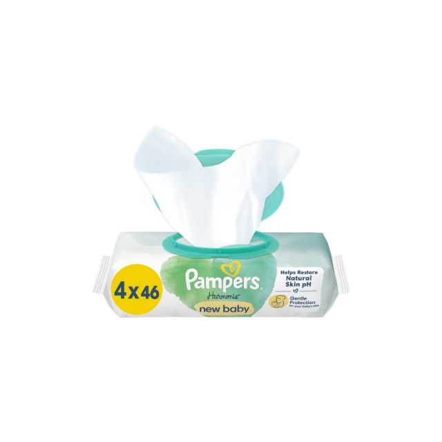 Pampers Harmonie Μωρομάντηλα xωρίς Οινόπνευμα & Άρωμα 4x46τμχ