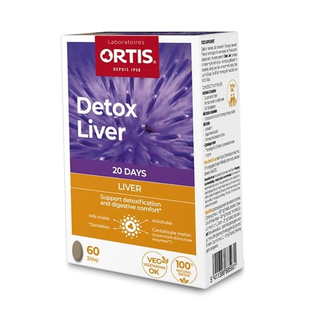 Ortis Detox Liver Συμπλήρωμα Διατροφής για Αποτοξίνωση & Καλή Λειτουργία του Ήπατος 60 Ταμπλέτες