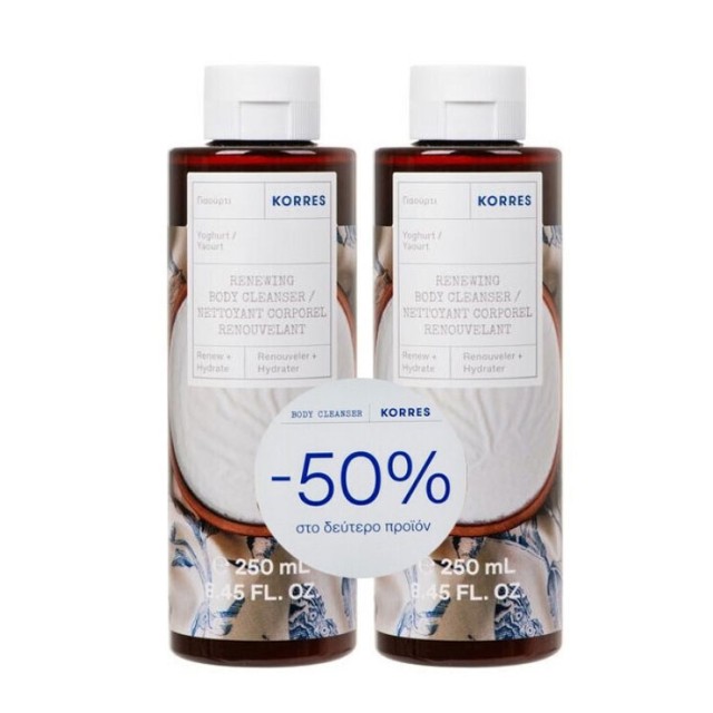 Κorres Πακέτο Renewing Body Cleanser με Γιαούρτι 2x250ml (-50% στο δεύτερο προϊόν)