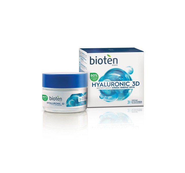 Bioten Hyaluronic 3D Antiwrinkle Day Cream Αντιρυτιδική Κρέμα Ημέρας με Υαλουρονικό Οξύ & Δείκτη Προστασίας SPF15, 50 ml