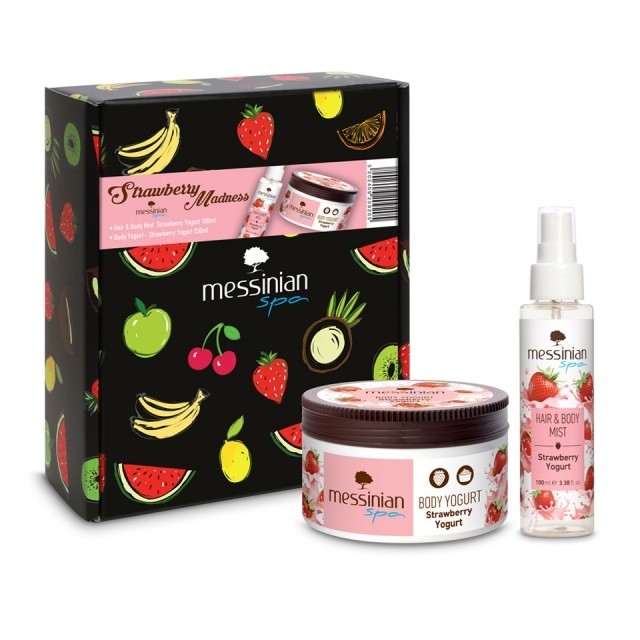 Messinian Spa Πακέτο Strawberry Madness Body Yogurt Γιαούρτι Σώματος, 250ml & Hair & Body Mist Αρωματικό Σπρέι Για Μαλλιά & Σώμα, 100ml