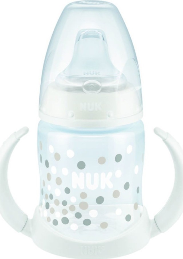 Nuk First Choice Learner Bottle Μπιμπερό Εκπαίδευσης με Δύο Λαβές & Μαλακό Ρύγχος Σιλικόνης 6-18m Λευκό, 150ml (10.743.793)