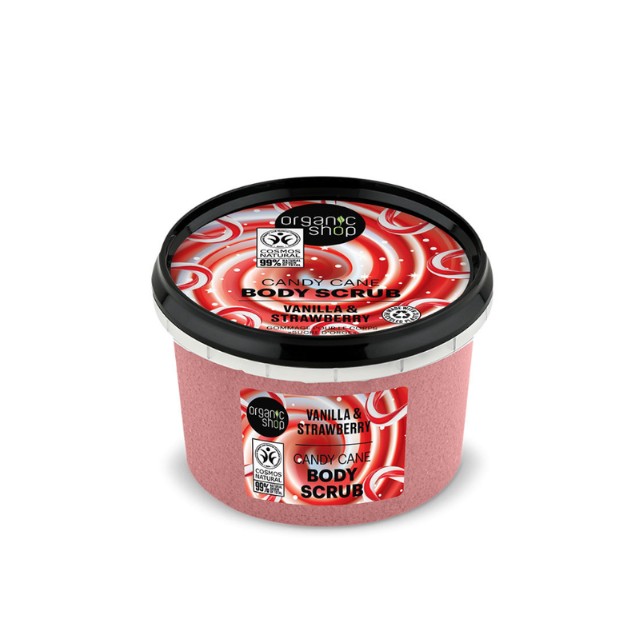 Natura Siberica Organic Shop Candy Cane Body Scrub Vanilla & Strawberry 250ml