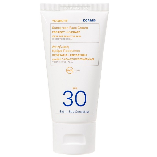 Korres Yoghurt Sunscreen Face Cream SPF30 Αντηλιακό Προσώπου Για Άμεση Ενυδάτωση, 50ml