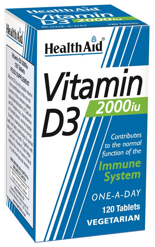 HEALTH AID Vitamin D3 2000iu Συμπλήρωμα Διατροφής με Βιταμίνη D3 για τη Φυσιολογική Λειτουργία του Ανοσοποιητικού 120tabs
