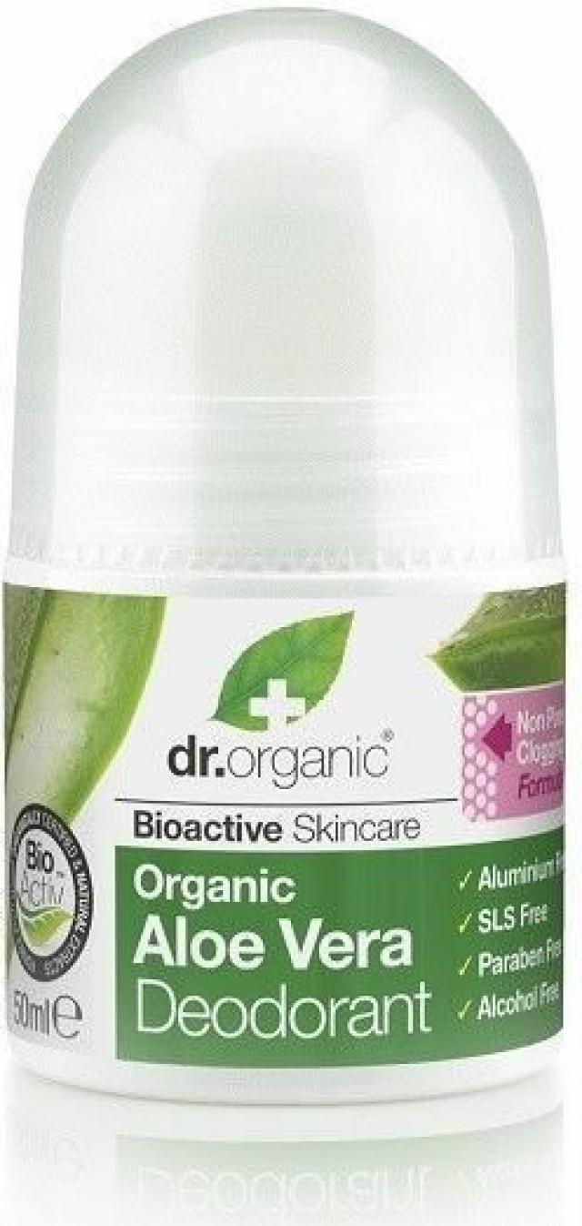 DR.ORGANIC Deodorant Roll-On Aloe Vera Αποσμητικό με Βιολογική Αλόη Βέρα, 50 ml