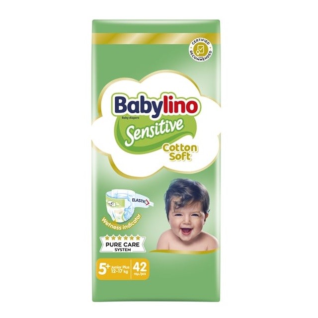 Babylino Sensitive Cotton Soft Value Pack No5+ (12-17Kg) Βρεφικές Πάνες, 42 Τεμάχια