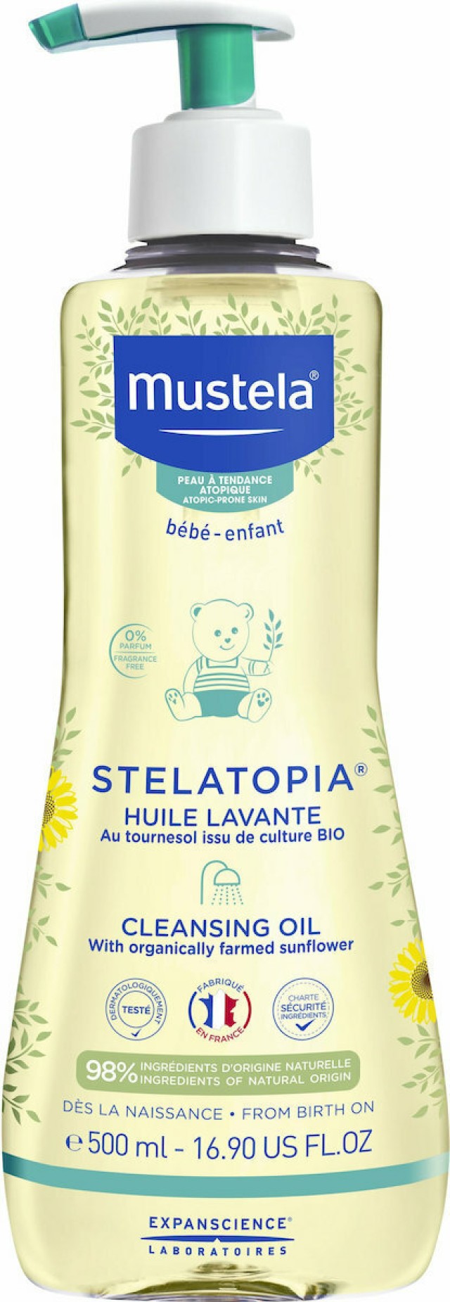 MUSTELA Bebe Stelatopia Λάδι Καθαρισμού Για Σώμα & Μαλλιά, 500ml