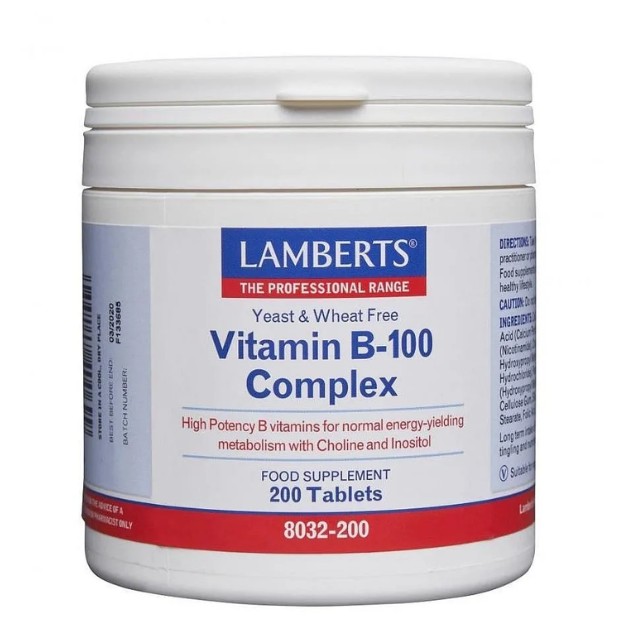 Lamberts Vitamin B-100 Complex Σύμπλεγμα Βιταμινών 200 Tablets 8032-200