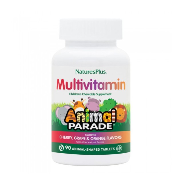 Natures Plus Kids Animal Parade Multivitamin Assorted Πολυβιταμινούχο Συμπλήρωμα Διατροφής για Παιδιά με Γεύσεις Φρούτων 90 Μασώμενες Ταμπλέτες