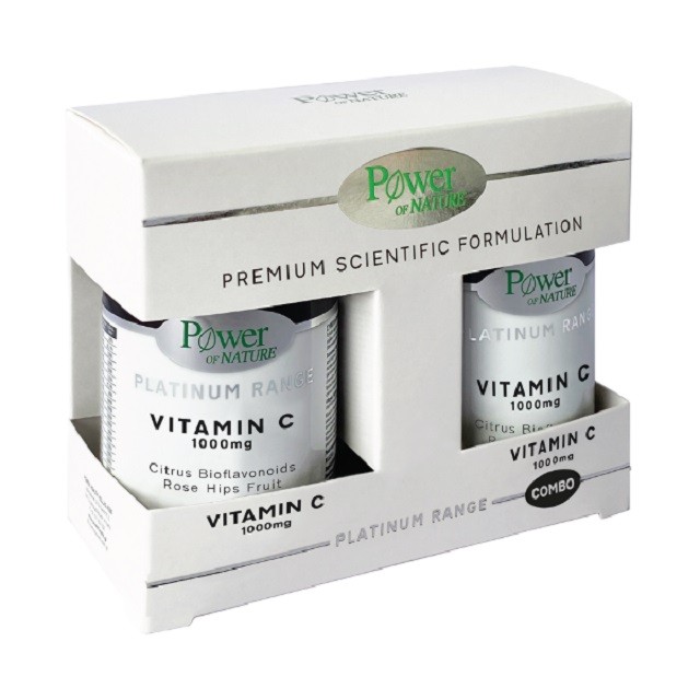 Power of Nature Platinum Range Vitamin C 1000mg Βιταμίνη Για Ενέργεια & Ανοσοποιητικό, 2x30 Κάψουλες