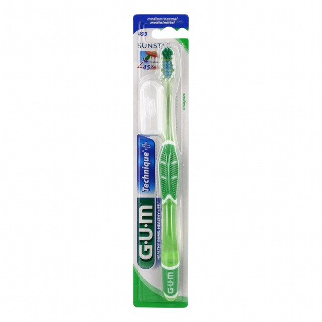 Gum Technique+ Compact 493 Medium Οδοντόβουρτσα Μέτρια Πράσινη 1τμχ