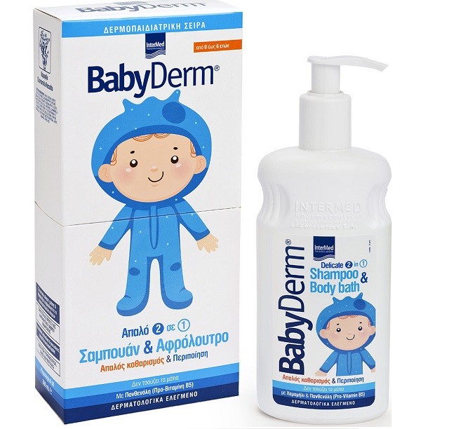 Intermed Babyderm Shampoo & Body Bath Απαλό Σαμπουάν & Αφρόλουτρο 2 σε 1 300ml