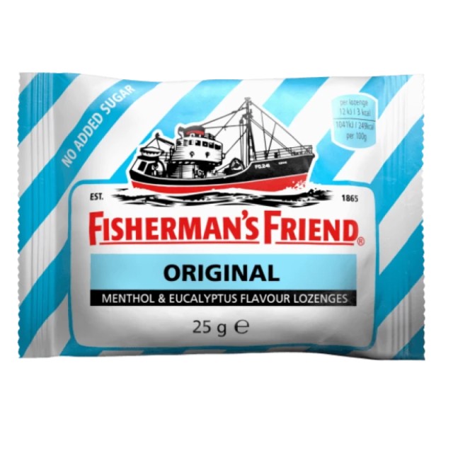 FISHERMANS FRIEND Original Καραμέλες Με Γεύση Μινθόλη & Ευκάλυπτος Για Τον Ερεθισμένο Λαιμό & Το Βήχα Χωρίς Ζάχαρη, 25gr