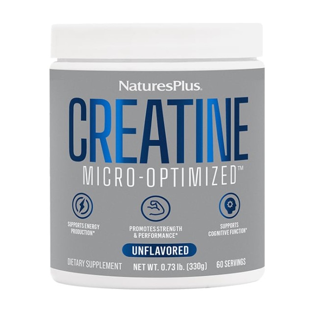 Natures Plus Creatine Micro-Optimized Κρεατίνη για Δύναμη & Αντοχή σε Σκόνη 330gr