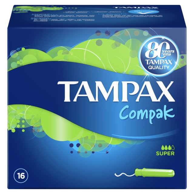 Tampax Compak Regular Tampons with Applicator, Ταμπόν για Κανονική Ροή, 16τμχ