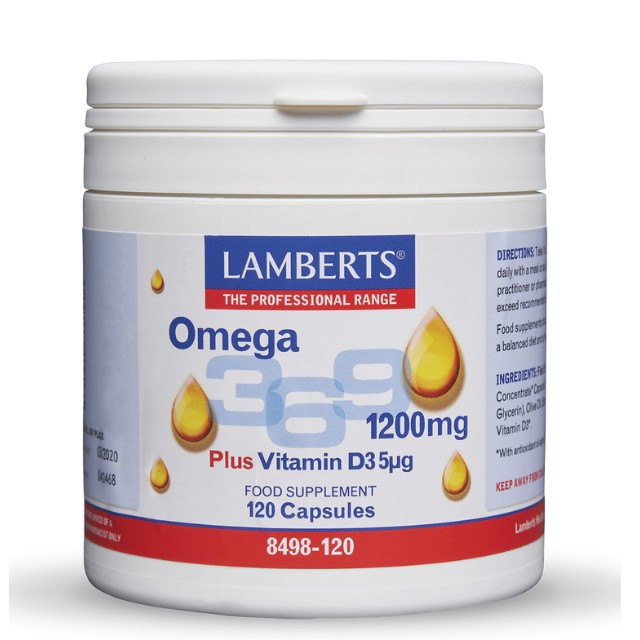 Lamberts Omega 3-6-9 1200mg Plus Vitamin D3 120 Κάψουλες 8498-120