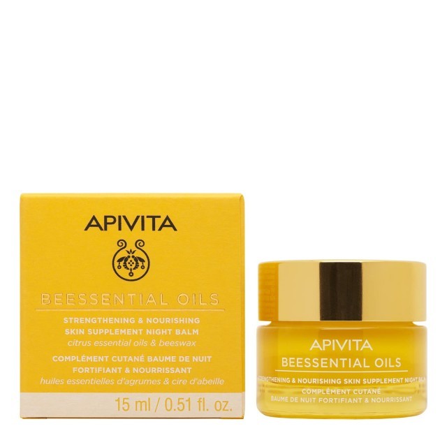 APIVITA Beessential Oils Balm Προσώπου Νύχτας, Συμπλήρωμα Ενδυνάμωσης & Θρέψης της Επιδερμίδας, 15ml