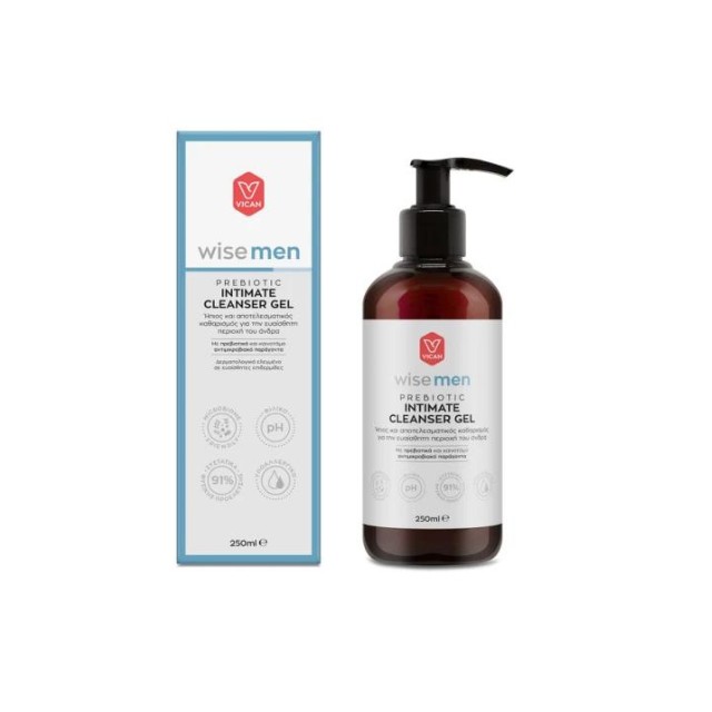 Vican Wise Men Prebiotic Intimate Cleanser Gel Καθαριστικό Για την Ευαίσθητη Περιοχή, 250ml