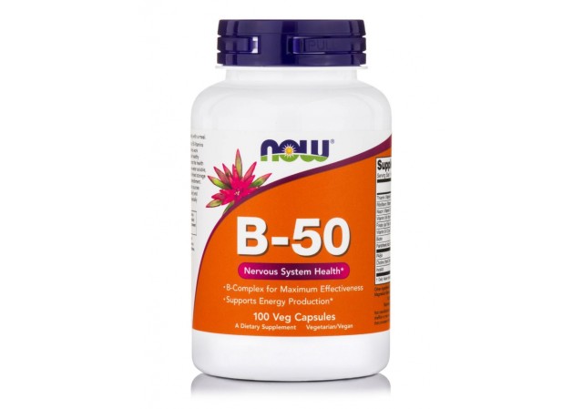 NOW FOODS B50 Complex Συμπλήρωμα Διατροφής Σύμπλεγμα Βιταμινών Β για Υγιές Νευρικό Σύστημα, 100 Φυτικές Κάψουλες
