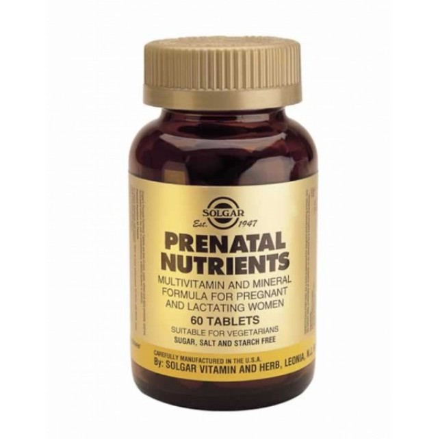 Solgar Prenatal Nutrients, Πολυβιταμίνη για Γυναίκες Ιδανική κατά την Περίοδο της Εγκυμοσύνης & του Θηλασμού, 60tabs