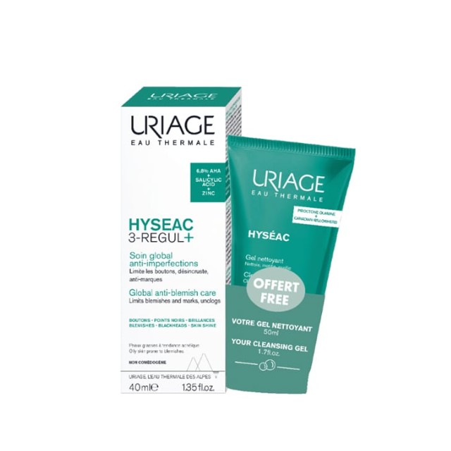 Uriage Hyseac Πακέτο 3-REGUL+ Anti-Blemish Global Cream 40ml & Δώρο Cleansing Gel 50ml