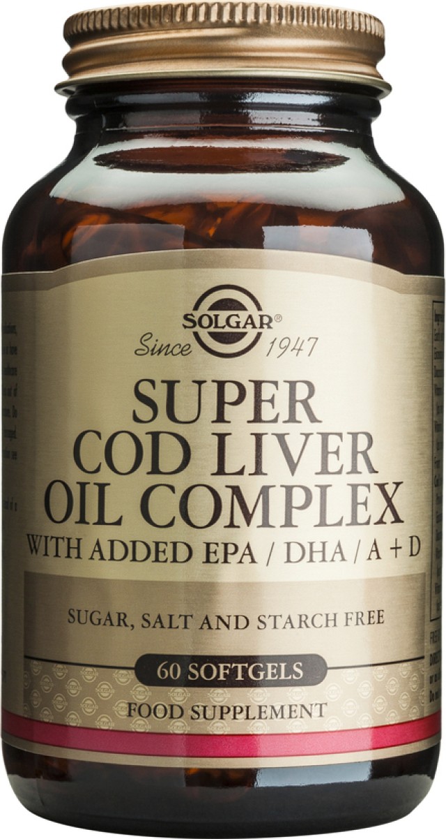 Solgar Super Cod Liver Oil Complex with Added EPA/DHA, A & D 60 μαλακές κάψουλες