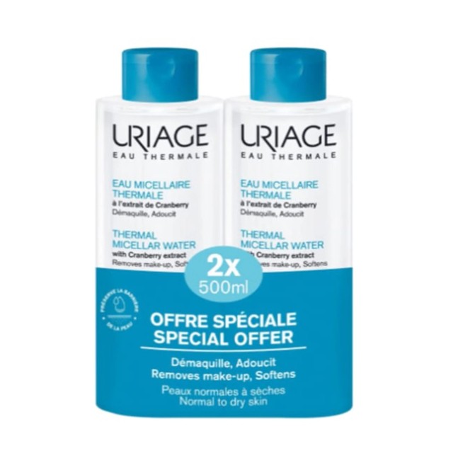 Uriage Πακέτο Thermal Micellar Water Καθαριστική Λοσιόν για Κανονική Επιδερμίδα 2x500ml