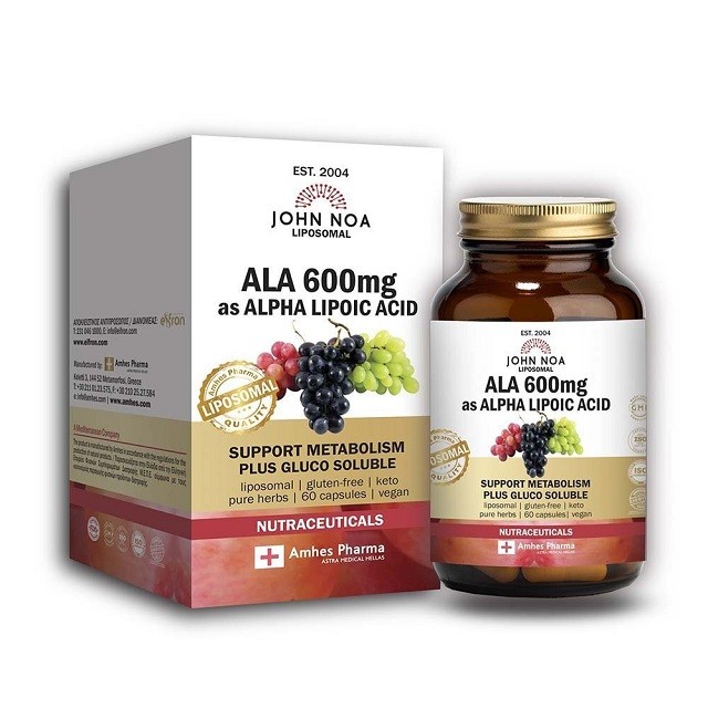 John Noa Liposomal ALA 600mg As Alpha Lipoic Acid Συμπλήρωμα Διατροφής Με Αντιοξειδωτική & Αντιγηραντική Δράση, 60 κάψουλες