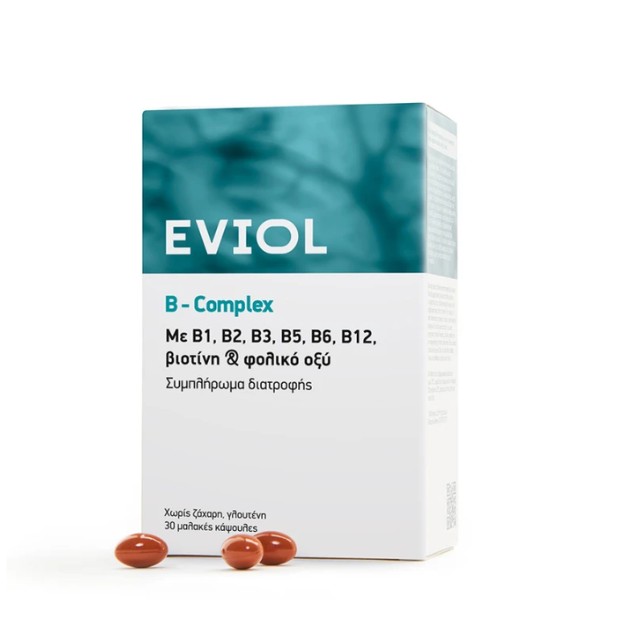 Eviol B-Complex Συμπλήρωμα Διατροφής Βιταμίνης B 30 Μαλακές Κάψουλες