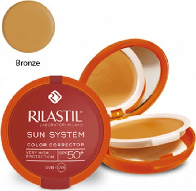 RILASTIL Sun System Uniforming Compact Cream SPF50+ Υψηλής Κάλυψης Με Κρεμώδη Υφή 03 Bronze Foundation, 10gr