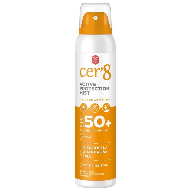 Vican Cer8 Active Protection Mist SPF50+ with Citronella & Andiroba Αντηλιακό Πολύ Υψηλής Προστασίας, 125ml