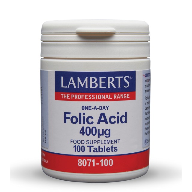 Lamberts Folic Acid 400mg Φολικό Οξύ 100 Ταμπλέτες 8071-100