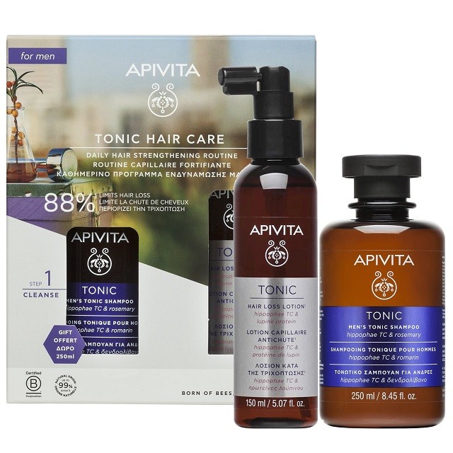 Apivita Tonic Hair Care Πακέτο Hair Loss Lotion Λοσιόν Κατά Της Τριχόπτωσης, 150ml & ΔΩΡΟ Mens Tonic Shampoo Τονωτικό Σαμπουάν, 250ml