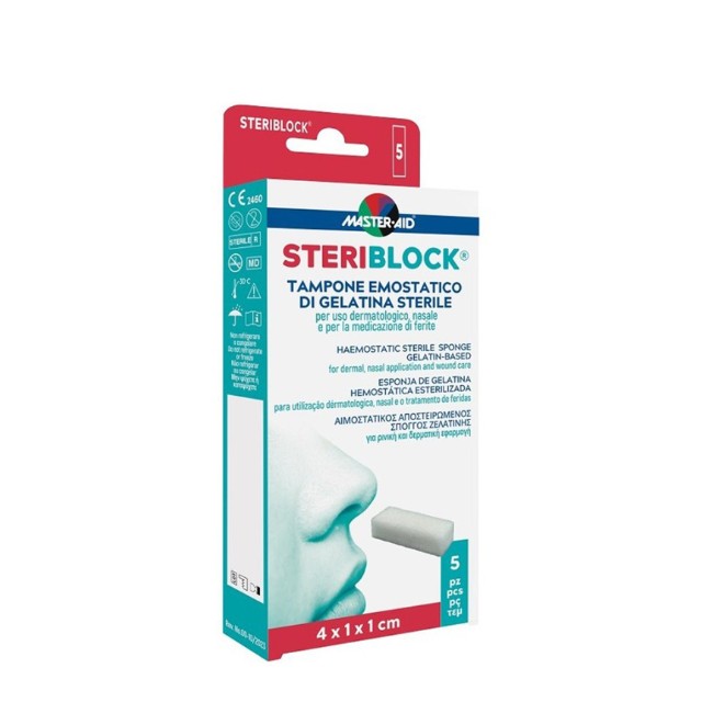 Master Aid Steriblock Αιμοστατικός Αποστειρωμένος Σπόγγος Ζελατίνης 5τμχ