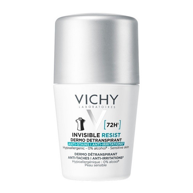 Vichy Invisible Resist 72H Γυναικείο Αποσμητικό Roll-On Κατά Των Σημαδιών & Της Έντονης Εφίδρωσης, 50ml